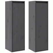 Helloshop26 - Lot de 2 armoires murales modernes décoratives 30 x 30 x 100 cm en bois de pin massif gris 02_0048104 - gris Bois massif 3000235114074