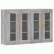 Helloshop26 - Lot de 2 armoires murales rangement élégant 69,5 x 34 x 90 cm en bois d'ingénierie sonoma gris 02_0055404 - gris verre 3000238980072