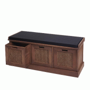 Mendler Banc HWC-J49, Banc de garde-robe rembourré, coussins Boîtes de rangement compartiment 47x110x40cm ~ brun, rembourrage noir - marron Bois mas