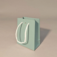 Sac luxe bleu gris poignées papier blanc 11x6x14 cm - par 12