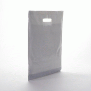 Sac plastique à poignées découpées gris 35x45+4cm - paquet de 100 - polyéthylène 50 microns