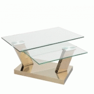 TABLE OPEN COOPER Ã  PLATEAUX PIVOTANTS EN VERRE TREMPÉ ET PIÉTEMENT COULEUR CUIVRE