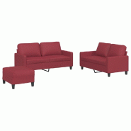 VidaXL Ensemble de canapés 3 pcs et coussins Rouge bordeaux Similicuir Modèle Mirage Moderne - 3201416