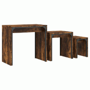 VidaXL Tables basses gigognes 3 pcs chêne fumé bois d'ingénierie Modèle Lofty Bar - 837824