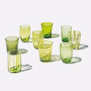 Zafferano Melting Pot Lot De 6 Verres Unicolores - Vert - Verre Soufflé À La Main, 32 Cl - Gobelets Artisan Pour Eau Et Cocktails - vert 8056300190622