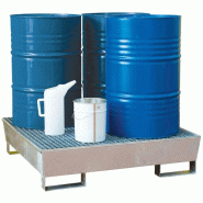 Bac de rétention acier ECO - 4 fûts de 220 l avec caillebotis galvanisé - 460 l de volume