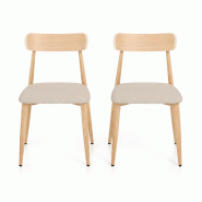 COSTWAY Lot 2 chaises salle à manger rembourrées sans accoudoirs, dossier incurvé, pieds métalliques, pieds réglables, cuisine & salle à manger