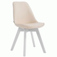 Décoshop26 - Chaise de salle à manger x1 style scandinave en PVC crème support 4 pieds en bois couleur blanc 10_0003753 - blanc 3000251747232 Décoshop26 - Chaise de salle à manger x1 style scandinave en PVC crème support 4 pieds en bois couleur blanc 10_0003753 - blanc 3000251747232