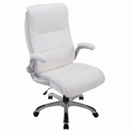 Décoshop26 - Fauteuil de bureau sur roulettes confortable hauteur réglable en PVC blanc et plastique 10_0002407 - blanc 3000251008401
