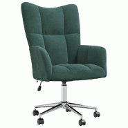 Décoshop26 - Fauteuil lounge chaise de canapé bureau sur roulettes hauteur réglable design moderne en velours vert foncé DEC026785 - 3000256006419