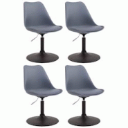 Décoshop26 - Lot de 4 chaises de salle à manger pivotante hauteur réglable en plastique gris et pied trompette en métal noir 10_0001811 - gris 300 Décoshop26 - Lot de 4 chaises de salle à manger pivotante hauteur réglable en plastique gris et pied trompette en métal noir 10_0001811 - gris 300