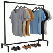 Décoshop26 - Portant à vêtements pour chambre ou dressing – acier robuste noir 120x38x120 cm 10_0008986 - acier 3000266949768