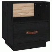 Décoshop26 - Table de chevet avec tiroir et compartiment ouvert 40 x 34 x 45 cm bois de pin noir DEC034419 - noir 3000260096628 Décoshop26 - Table de chevet avec tiroir et compartiment ouvert 40 x 34 x 45 cm bois de pin noir DEC034419 - noir 3000260096628
