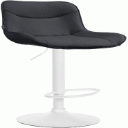 Décoshop26 - Tabouret de bar x1 pivotant forme ergonomique surpiqûres décoratives en PVC noir cadre en métal blanc 10_0005774 - blanc métal 30002