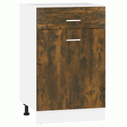 Helloshop26 - Armoire à tiroirs moderne optimisation espace cuisine 50 x 46 x 81 cm en bois d'ingénierie chêne fumé 02_0048193 - Bois massif 30002