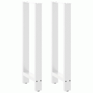 Helloshop26 - Lot de 2 pieds de table de bar design moderne 50 x 101 cm avec niveleurs réglables en acier blanc 02_0057581 - blanc acier 3000240118777