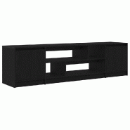 Helloshop26 - Meuble TV grand espace de rangement 188,5 x 41 x 50 cm design contemporain salon en bois d'ingénierie noir 02_0055827 - noir Bois massi