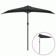 Helloshop26 - Parasol demi de balcon avec mât en aluminium 270 x 135 x 245 cm noir 02_0008302 - noir aluminium 3000443847764