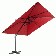 Helloshop26 - Parasol déporté 300 x 300 x 273 cm avec rotation à 360° et inclinaison réglable style moderne en polyester vin-rouge 20_0018479 - r