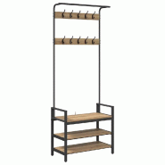 Helloshop26 - Porte-manteau rectangulaire moderne avec étagère rangement 75 x 34 x 184 cm en bois d'ingénierie chêne artisanal 02_0052639 - Bois m