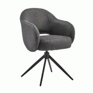SIT Möbel Fauteuil pivotant à 360° | Revêtement en velours côtelé gris foncé | Structure en métal noir | L 58 x P 60 x H 84 cm - multicolore m SIT Möbel Fauteuil pivotant à 360° | Revêtement en velours côtelé gris foncé | Structure en métal noir | L 58 x P 60 x H 84 cm - multicolore m