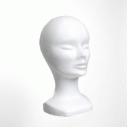 Tête Femme Blanche - Présentation Accessoires Mode - Dimensions 14x30x20cm - Circonférence 52cm