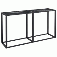 Table console Marbre noir 140x35x75,5 cm Verre trempé Modèle Orion Moderne Plus - 331677