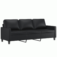 VidaXL Canapé à 3 places Noir 180 cm Similicuir Modèle Ovelionne - Matériau naturel 359142