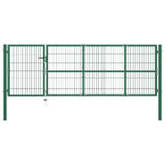 Vidaxl portail de clôture de jardin avec poteaux 350x100 cm acier vert 142569