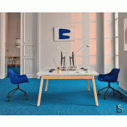 Bureau 2 personnes Ogi Wood - MDD - Non, Blanc, 140 x 141 cm_1