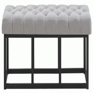 Décoshop26 - Banc capitonné rembourré 120 cm tissu gris avec structure métal noir design contemporain 10_0008527 - métal 3000266703261