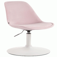 Décoshop26 - Chaise de salle à manger x1 pivotante hauteur réglable en velours rose et pied trompette en métal blanc 10_0008458 - blanc métal 300