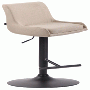 Décoshop26 - Tabouret de bar avec repose-pied design moderne en tissu crème pieds en métal noir mat TDB10438 - beige métal 3000455469602