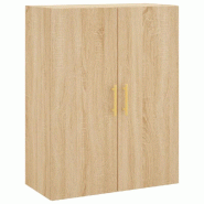 Helloshop26 - Armoire murale design pratique rangement chambre bureau 69,5 x 34 x 90 cm en bois d'ingénierie chêne sonoma 02_0048577 - Bois massif 3