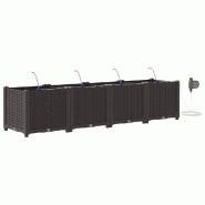 Helloshop26 - Lot de 4 cache-pots de jardin moderne 160 x 40 x 37,5 cm avec irrigation style épuré en acier marron 02_0058522 - marron acier 3000240