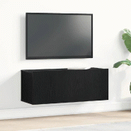 Helloshop26 - Meuble TV moderne épuré 80 x 30 x 30 cm avec rangement ergonomique style contemporain en bois d'ingénierie noir 02_0051868 - noir Boi