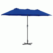 Helloshop26 - Parasol de jardin pliable moderne 370 x 197 x 239 cm pratique durable en polyester azur 02_0058744 - aluminium 3000240748738