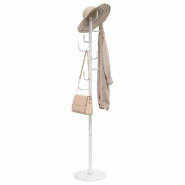 Helloshop26 - Porte-manteau sur pied pratique 183 x 37 x 37 cm 8 patères design contemporain en fer enduit de poudre blanc 02_0047604 - blanc 3000234