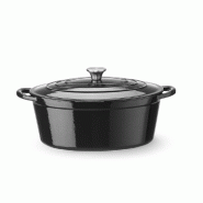 HENDI Cocotte en fonte émaillée, 6,88L, Noir, 405x255x(H)134mm - noir 626863