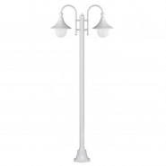 Lampadaire de parc trom - 2 lanternes -ip43 2*e27 42w blanc livré avec son mat hauteur de 1945 mmc