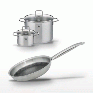 Lot 2 Faitouts 20/26 cm & Poêle 28 cm Elo Relief Solution - gris 3176239959017