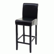 Mendler Tabouret de bar HWC-C33, chaise de bar tabouret de comptoir, bois certifié MVG ~ noir, pieds foncés, cuir - noir cuir 74529