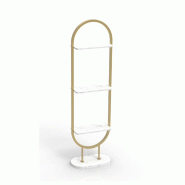 Présentoir central Minea white 3 tablettes et socle marbre 51x30x181 cm