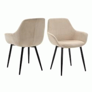SalesFever Fauteuil | Ensemble de 2 | Aspect velours côtelé | Tissu structuré (100% polyester) | L 64 x P 59 x H 86 cm | Beige - beige multi-matér SalesFever Fauteuil | Ensemble de 2 | Aspect velours côtelé | Tissu structuré (100% polyester) | L 64 x P 59 x H 86 cm | Beige - beige multi-matér