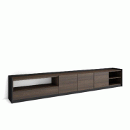 SKRAUT HOME Meuble TV, Banc Télé, 310x50x37 cm, Pour les TV jusqu'à 80", Meubles de salon, Chêne foncé et Noir - marron Bois manufacturé 688_1