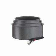 TEFAL Série De 3 Casseroles Aluminium 16/18/20cm + 1 Poignée Noir L3969002 - gris 3168430328457