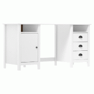 VidaXL Bureau Hill Blanc 150x50x74 cm Bois de pin solide Modèle Atlas Office Horizon - blanc 289000