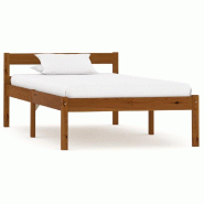 VidaXL Cadre de lit sans matelas Marron miel Bois pin massif 90x200 cm Modèle Hervessal - 283208
