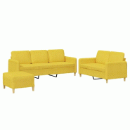 VidaXL Ensemble de canapés 3 pcs avec coussins Jaune clair Tissu Modèle Corvessa - 3202131