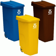 WellHome - Pack 3 Poubelles 110L Idéales pour le Recyclage, Bleue, Marron et Jaune - multicolore plastique PK3589